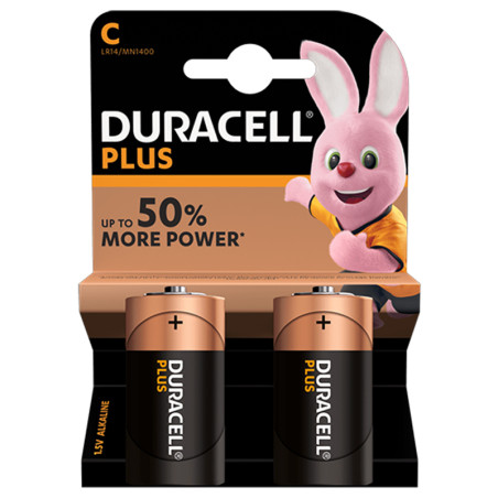 Duracell 2 batteries alkaline C Plus Power