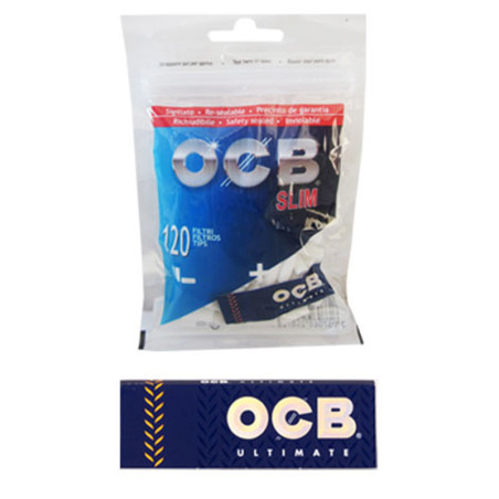 Ocb 120 filtres Slim + 50 feuilles à rouler Regular fenêtre simple Ultimate en sachet