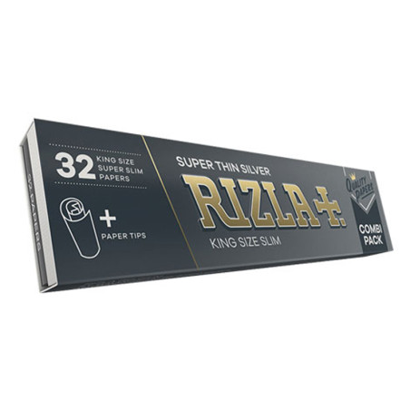 Rizla 32 feuilles à rouler King Size Slim Silver + 32 filtres en carton