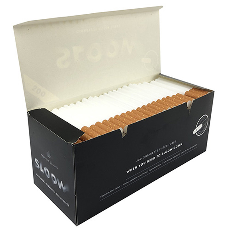 Sloow 300 cigarette tubes empty box • tube 84 x 8 mm • filter 15 x 8 mm • filter acetate • 40682035