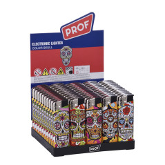 Prof lighter piezo with flame refillable gas color Skull 43804169