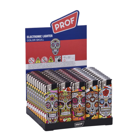Prof lighter piezo with flame refillable gas color Skull 43804169