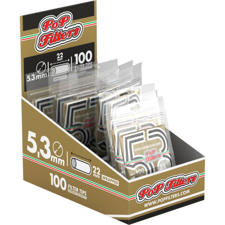 PoP Filters 5,3 mm Extra Slim Long 22 mm pouch 100 pcs